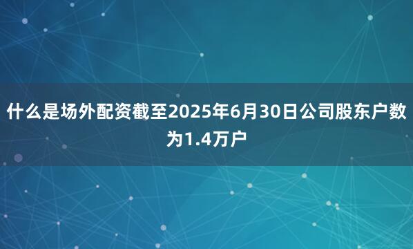 什么是场外配资截至2025年6月30日公司股东户数为1.4万户